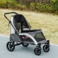 Καρότσι σκύλου, Πτυσσόμενο Buggy σκύλου για Μεσαίους σκύλους, Καροτσάκι κατοικίδιων ζώων με 4 ρόδες, Λουράκια ασφαλείας Φρένα Σκούρο Γκρι