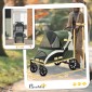Καρότσι σκύλου, Πτυσσόμενο Dog Buggy για μεσαίου μεγέθους σκύλους, καροτσάκι κατοικίδιων ζώων με 4 ρόδες, λουριά ασφαλείας Φρένα σκούρο πράσινο