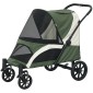 Καρότσι σκύλου, Πτυσσόμενο Dog Buggy για μεσαίου μεγέθους σκύλους, καροτσάκι κατοικίδιων ζώων με 4 ρόδες, λουριά ασφαλείας Φρένα σκούρο πράσινο