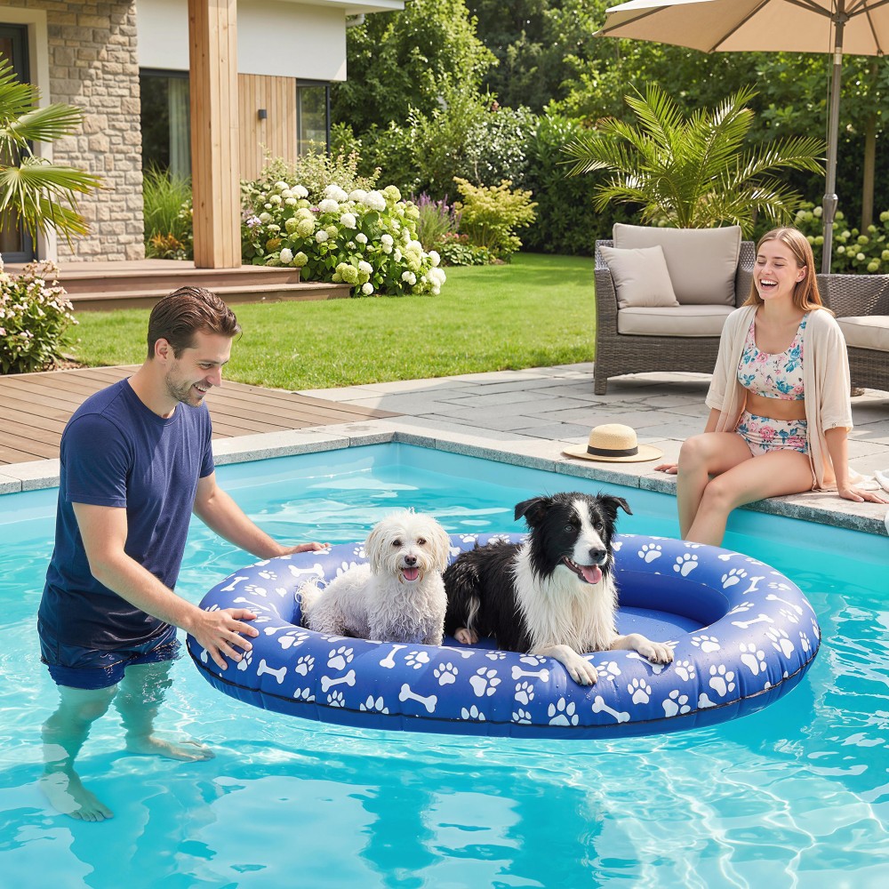 Φουσκωτό Dinghy Dog Πτυσσόμενο Floating Water Mat Dog με λαβή για σκύλους έως 40kg 155x104x25cm Μπλε