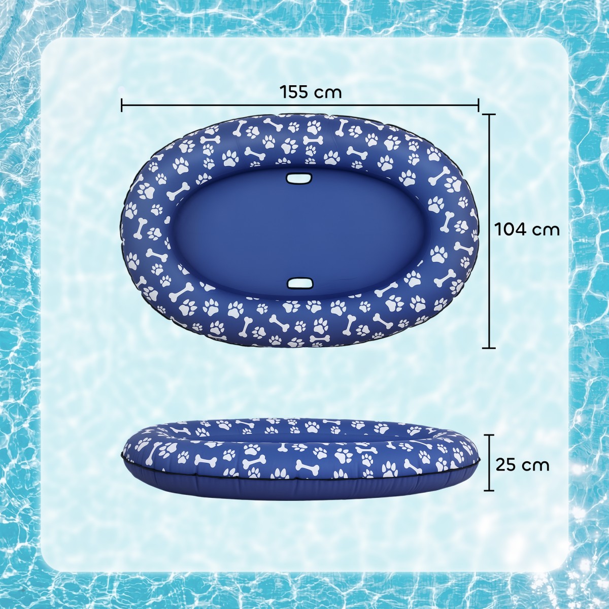 Φουσκωτό Dinghy Dog Πτυσσόμενο Floating Water Mat Dog με λαβή για σκύλους έως 40kg 155x104x25cm Μπλε