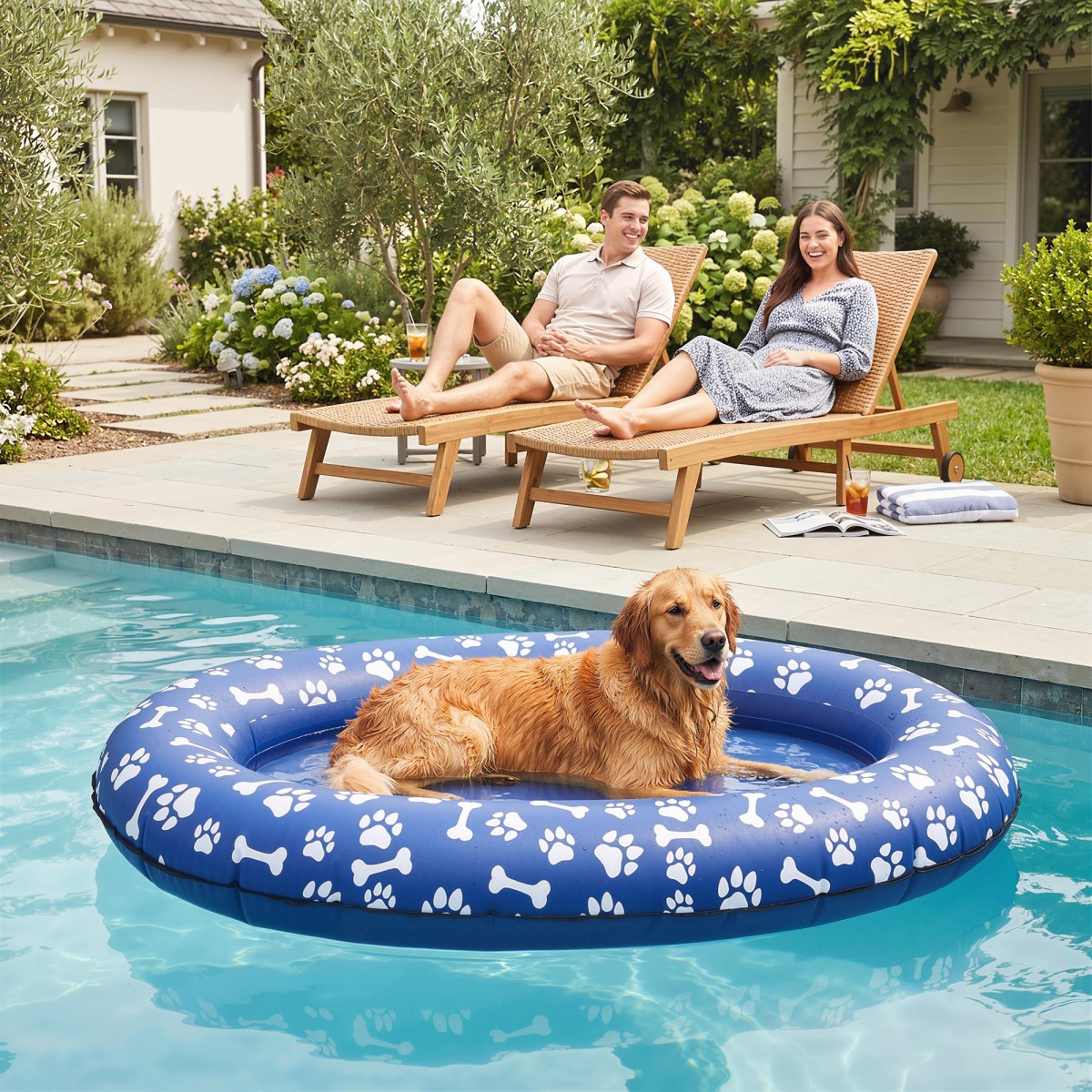 Φουσκωτό Dinghy Dog Πτυσσόμενο Floating Water Mat Dog με λαβή για σκύλους έως 40kg 155x104x25cm Μπλε