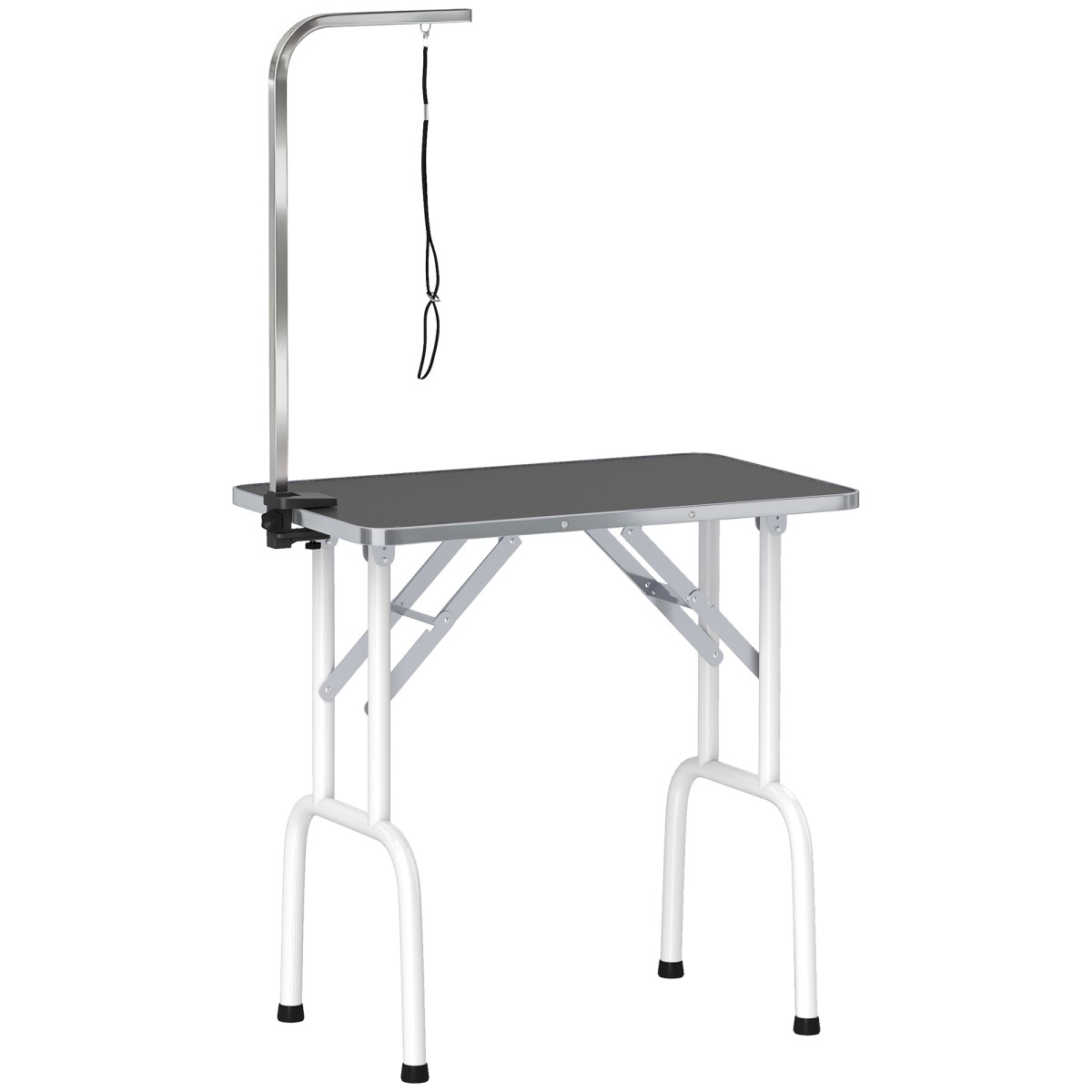 Τραπέζι περιποίησης για σκύλους Τραπέζι περιποίησης σκύλων με αναδιπλούμενα ατσάλινα πόδια αντιολισθητικά 81x48,5x80 cm μαύρο