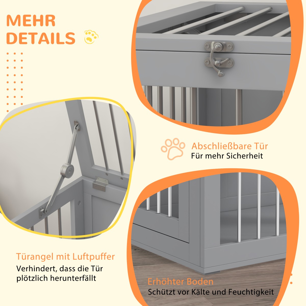 Dog Cage Dog Box Κουτί μεταφοράς σκύλου 2 Πόρτες που κλειδώνει Ατσάλινο πλέγμα 80cm x 50cm x 56,5cm Γκρι
