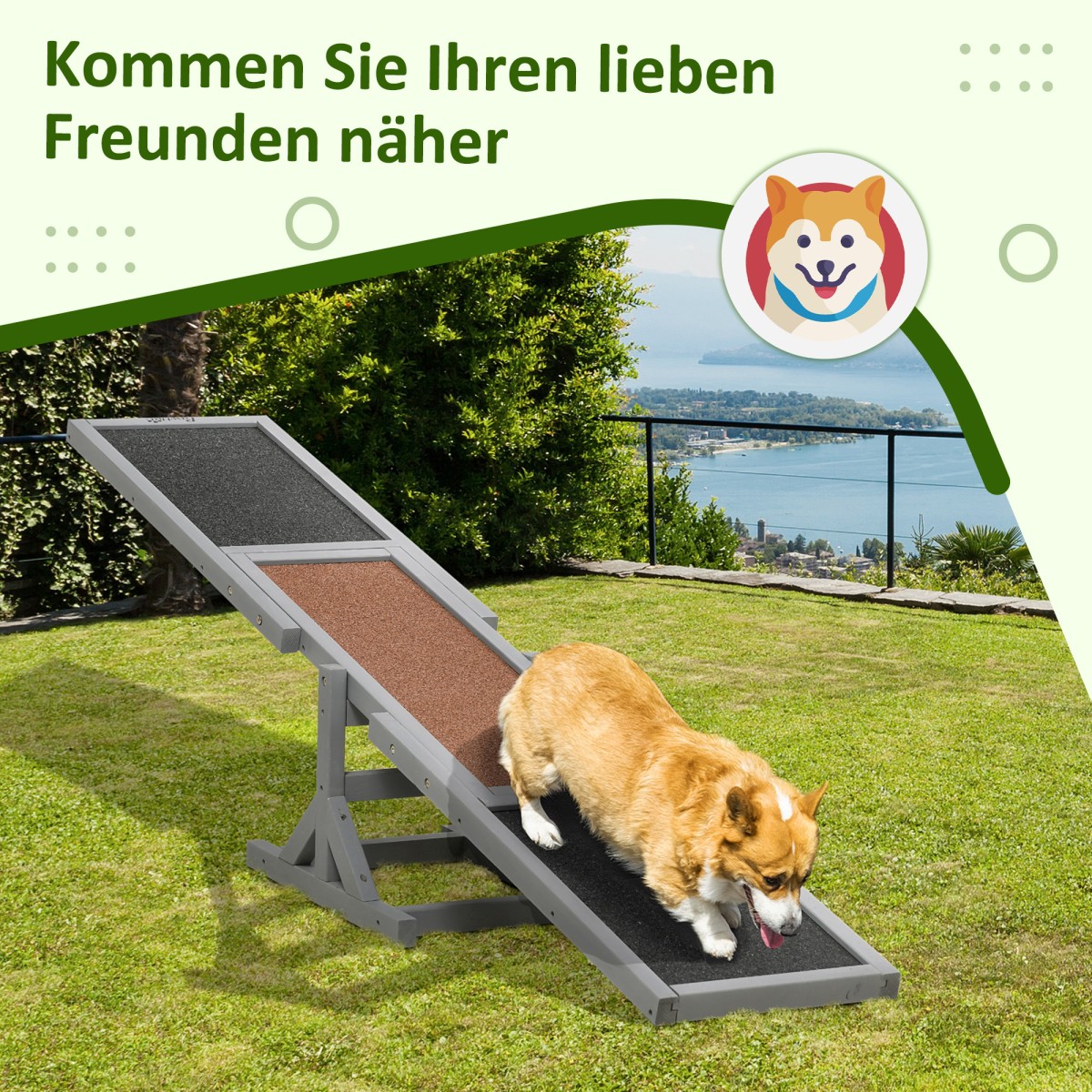 Rocker dog Aquility rocker dog sports rocker, 180 x 30 x 30 cm, γκρι + καφέ
