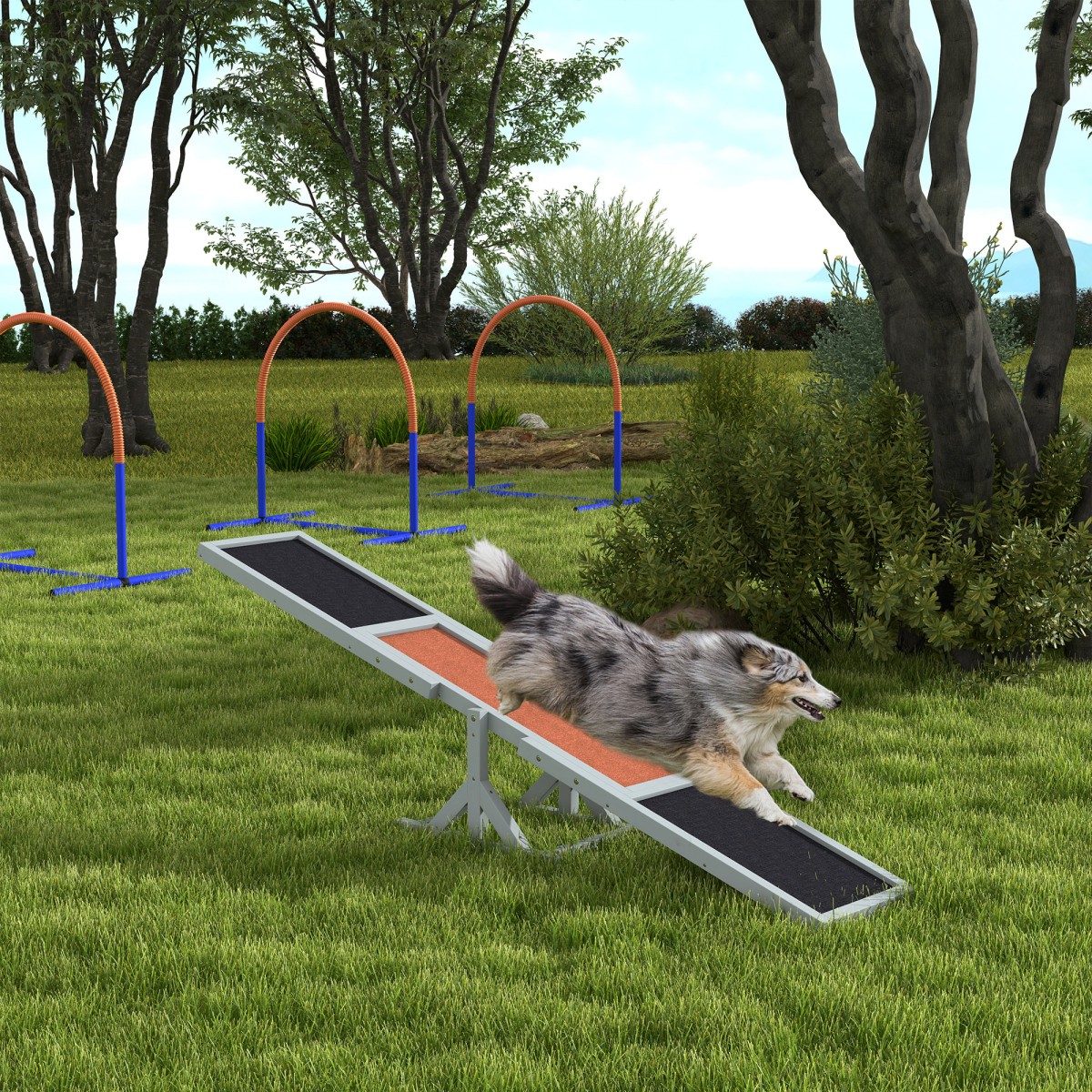 Rocker dog Aquility rocker dog sports rocker, 180 x 30 x 30 cm, γκρι + καφέ