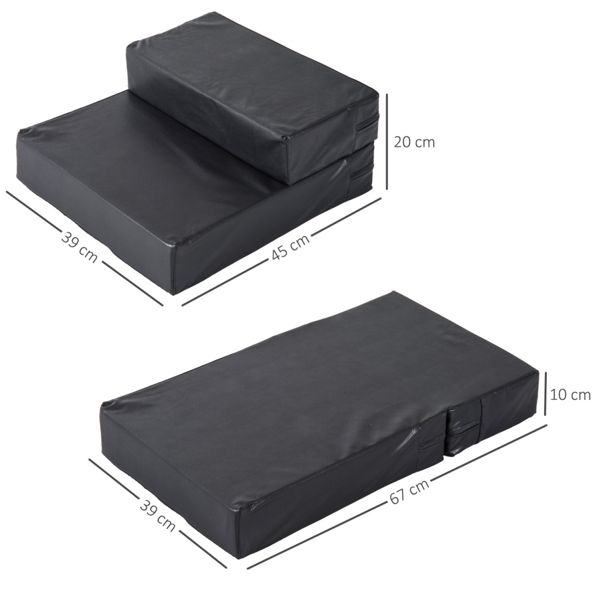 Pet Stairs Animal Pad 2 σκαλοπάτια Πτυσσόμενο μαξιλαράκι σκαλοπατιών σκύλου για γάτες και σκύλους Μαύρο L45 x W39 x H20 cm