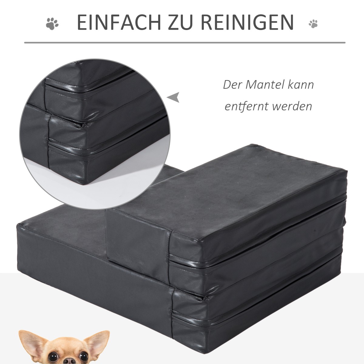 Pet Stairs Animal Pad 2 σκαλοπάτια Πτυσσόμενο μαξιλαράκι σκαλοπατιών σκύλου για γάτες και σκύλους Μαύρο L45 x W39 x H20 cm