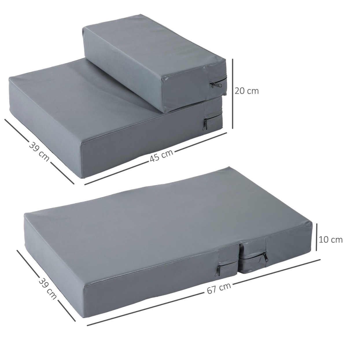 Pet Stairs Animal Pad 2 σκαλοπάτια Πτυσσόμενο έως 7 κιλά Σκάλες σκαλιών για γάτες και σκύλους Γκρι L45 x W39 x H20 cm