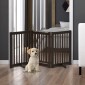 Ρυθμιζόμενη προστατευτική πύλη Dog Barrier Freestanding with Feed 155 x 76 cm Ξύλινη Πύλη Dog Πτυσσόμενη Πύλη Σκάλας για Σκάλες, Πόρτες, Κουζίνα, Διάδρομος, 3 Πάνελ, Σκούρο Καφέ