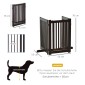 Ρυθμιζόμενη προστατευτική πύλη Dog Barrier Freestanding with Feed 155 x 76 cm Ξύλινη Πύλη Dog Πτυσσόμενη Πύλη Σκάλας για Σκάλες, Πόρτες, Κουζίνα, Διάδρομος, 3 Πάνελ, Σκούρο Καφέ