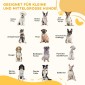 Ρυθμιζόμενη προστατευτική πύλη Dog Barrier Freestanding with Feed 155 x 76 cm Ξύλινη Πύλη Dog Πτυσσόμενη Πύλη Σκάλας για Σκάλες, Πόρτες, Κουζίνα, Διάδρομος, 3 Πάνελ, Σκούρο Καφέ