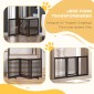 Ρυθμιζόμενη προστατευτική πύλη Dog Barrier Freestanding with Feed 155 x 76 cm Ξύλινη Πύλη Dog Πτυσσόμενη Πύλη Σκάλας για Σκάλες, Πόρτες, Κουζίνα, Διάδρομος, 3 Πάνελ, Σκούρο Καφέ