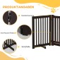 Ρυθμιζόμενη προστατευτική πύλη Dog Barrier Freestanding with Feed 155 x 76 cm Ξύλινη Πύλη Dog Πτυσσόμενη Πύλη Σκάλας για Σκάλες, Πόρτες, Κουζίνα, Διάδρομος, 3 Πάνελ, Σκούρο Καφέ