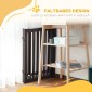 Ρυθμιζόμενη προστατευτική πύλη Dog Barrier Freestanding with Feed 155 x 76 cm Ξύλινη Πύλη Dog Πτυσσόμενη Πύλη Σκάλας για Σκάλες, Πόρτες, Κουζίνα, Διάδρομος, 3 Πάνελ, Σκούρο Καφέ