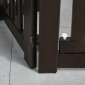 Ρυθμιζόμενη προστατευτική πύλη Dog Barrier Freestanding with Feed 155 x 76 cm Ξύλινη Πύλη Dog Πτυσσόμενη Πύλη Σκάλας για Σκάλες, Πόρτες, Κουζίνα, Διάδρομος, 3 Πάνελ, Σκούρο Καφέ