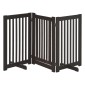 Ρυθμιζόμενη προστατευτική πύλη Dog Barrier Freestanding with Feed 155 x 76 cm Ξύλινη Πύλη Dog Πτυσσόμενη Πύλη Σκάλας για Σκάλες, Πόρτες, Κουζίνα, Διάδρομος, 3 Πάνελ, Σκούρο Καφέ