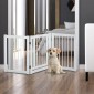 Dog Barrier Freestanding Ρυθμιζόμενη Προστατευτική Πύλη με Πόδια 155 x 76 cm Ξύλινη Πύλη Dog Πτυσσόμενη Πύλη Σκάλας για Σκάλες, Πόρτες, Κουζίνα, Διάδρομος, 3 Πάνελ, Λευκό