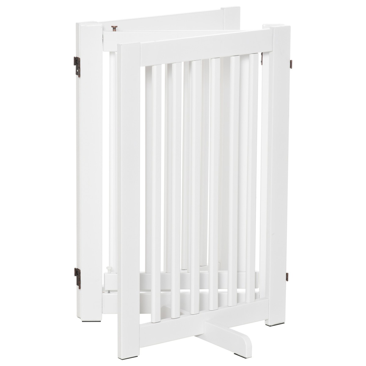 Dog Barrier Freestanding Ρυθμιζόμενη Προστατευτική Πύλη με Πόδια 155 x 76 cm Ξύλινη Πύλη Dog Πτυσσόμενη Πύλη Σκάλας για Σκάλες, Πόρτες, Κουζίνα, Διάδρομος, 3 Πάνελ, Λευκό