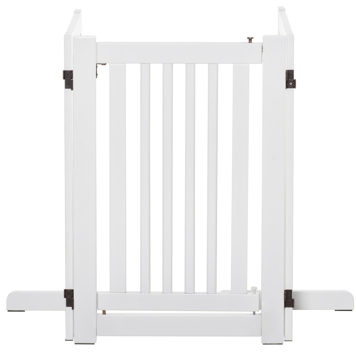 Dog Barrier Freestanding Ρυθμιζόμενη Προστατευτική Πύλη με Πόδια 155 x 76 cm Ξύλινη Πύλη Dog Πτυσσόμενη Πύλη Σκάλας για Σκάλες, Πόρτες, Κουζίνα, Διάδρομος, 3 Πάνελ, Λευκό
