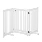 Dog Barrier Freestanding Ρυθμιζόμενη Προστατευτική Πύλη με Πόδια 155 x 76 cm Ξύλινη Πύλη Dog Πτυσσόμενη Πύλη Σκάλας για Σκάλες, Πόρτες, Κουζίνα, Διάδρομος, 3 Πάνελ, Λευκό