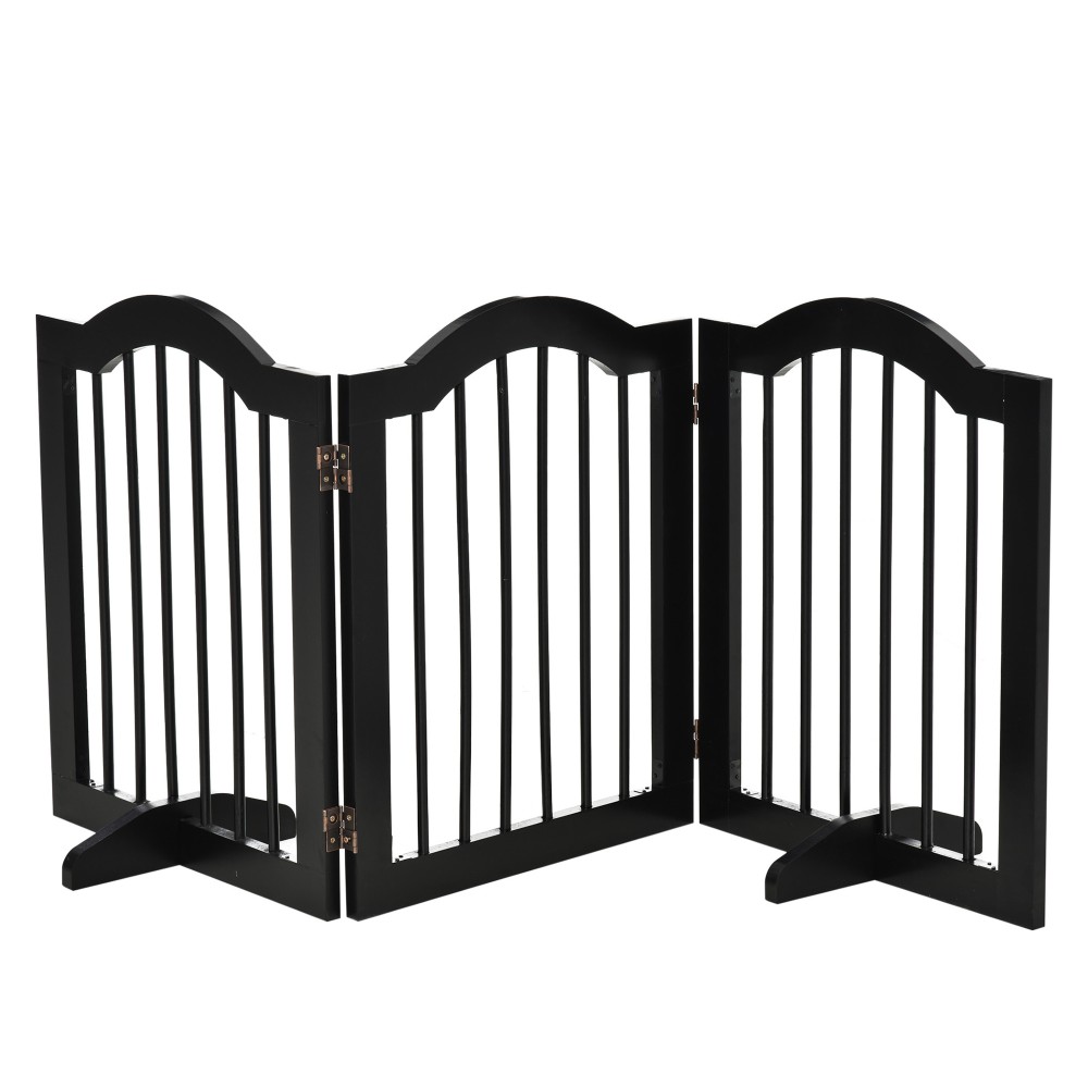 Dog Barrier Gate, 3 τεμαχίων, 154,5 x 61 cm, Πτυσσόμενη πύλη σκύλου με πόρτα, πύλη πόρτας με 2 πόδια στήριξης, ανεξάρτητη πύλη σκάλας για κουζίνα, διάδρομος, μαύρο