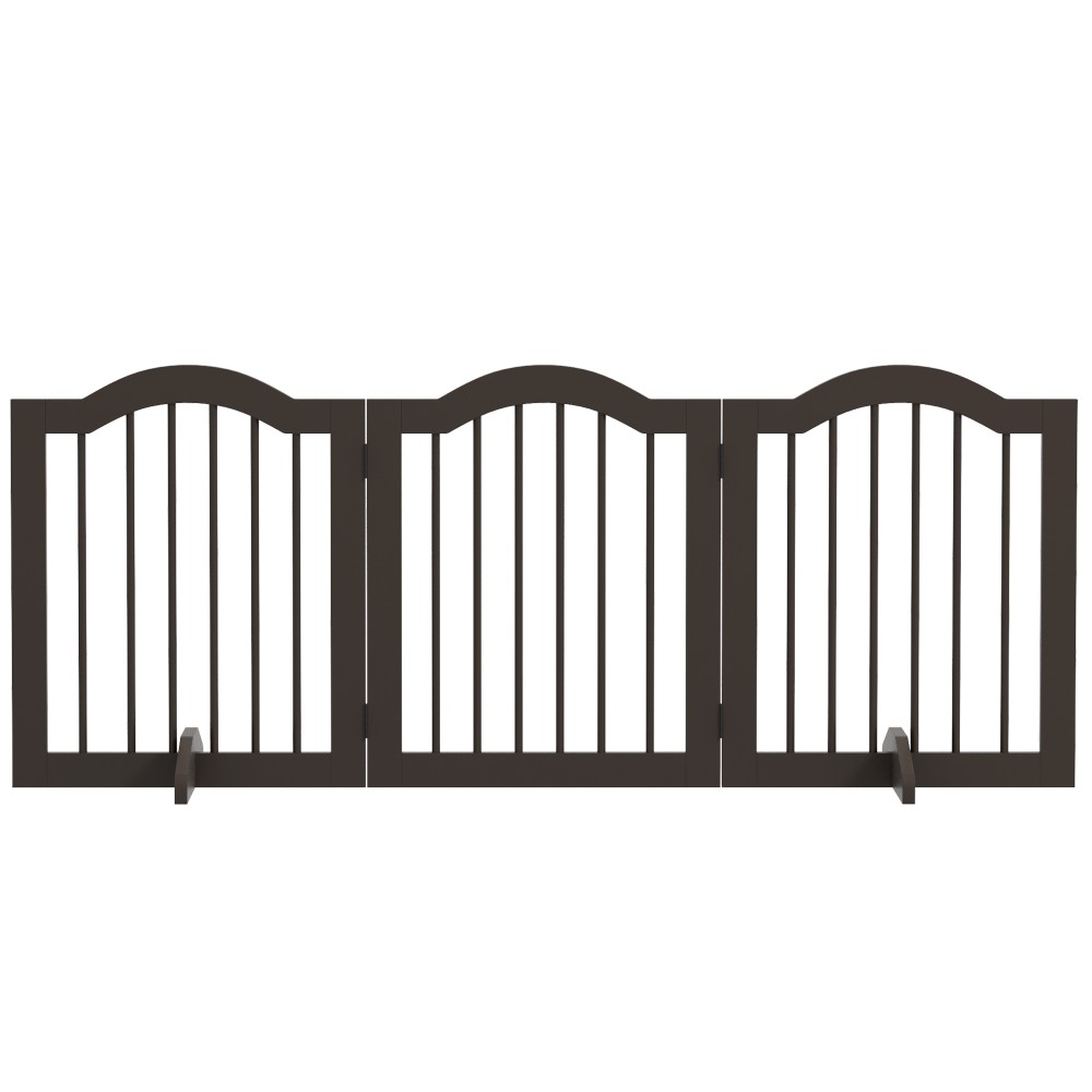 3 Πτυσσόμενα πάνελ Dog Barrier από μασίφ ξύλο και MDF 154,5 x 29,5 x 61 cm καφές