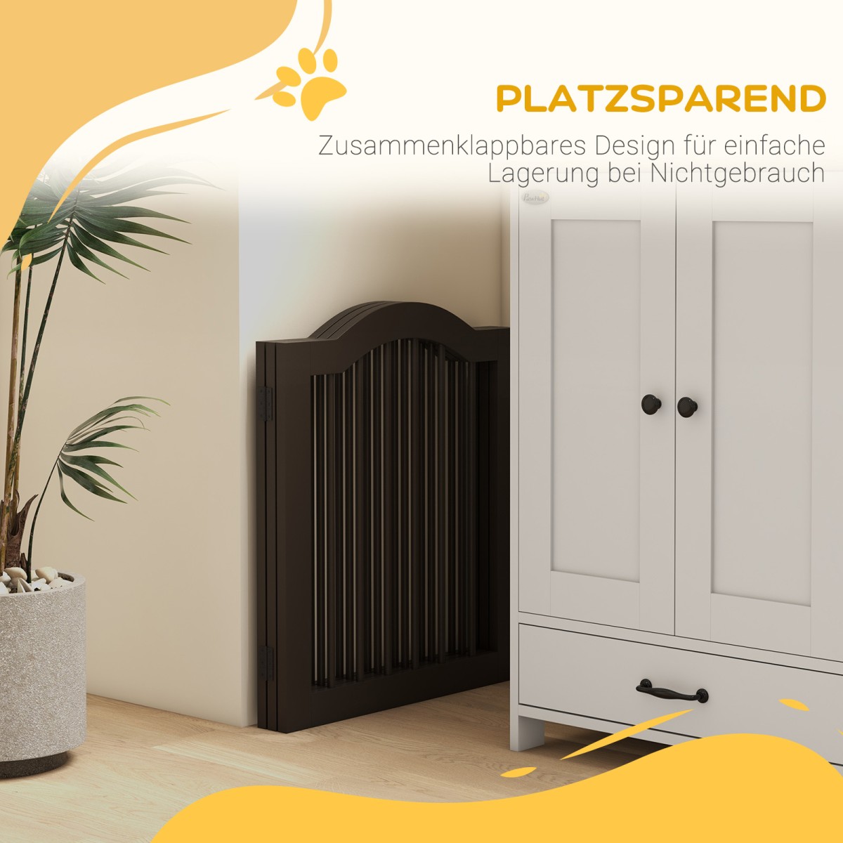 3 Πτυσσόμενα πάνελ Dog Barrier από μασίφ ξύλο και MDF 154,5 x 29,5 x 61 cm καφές
