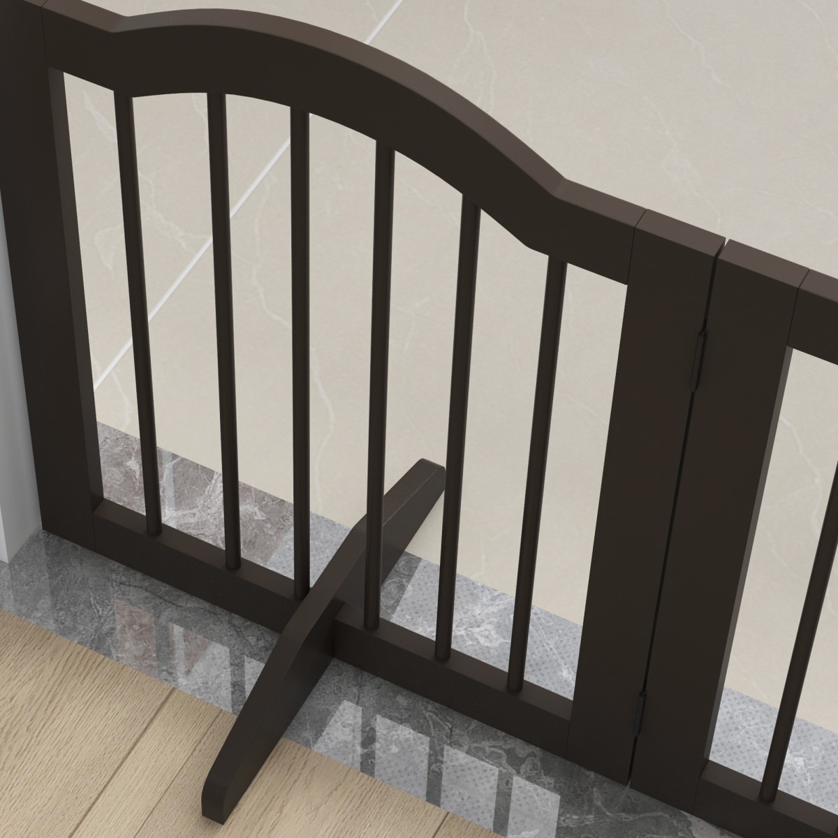 3 Πτυσσόμενα πάνελ Dog Barrier από μασίφ ξύλο και MDF 154,5 x 29,5 x 61 cm καφές