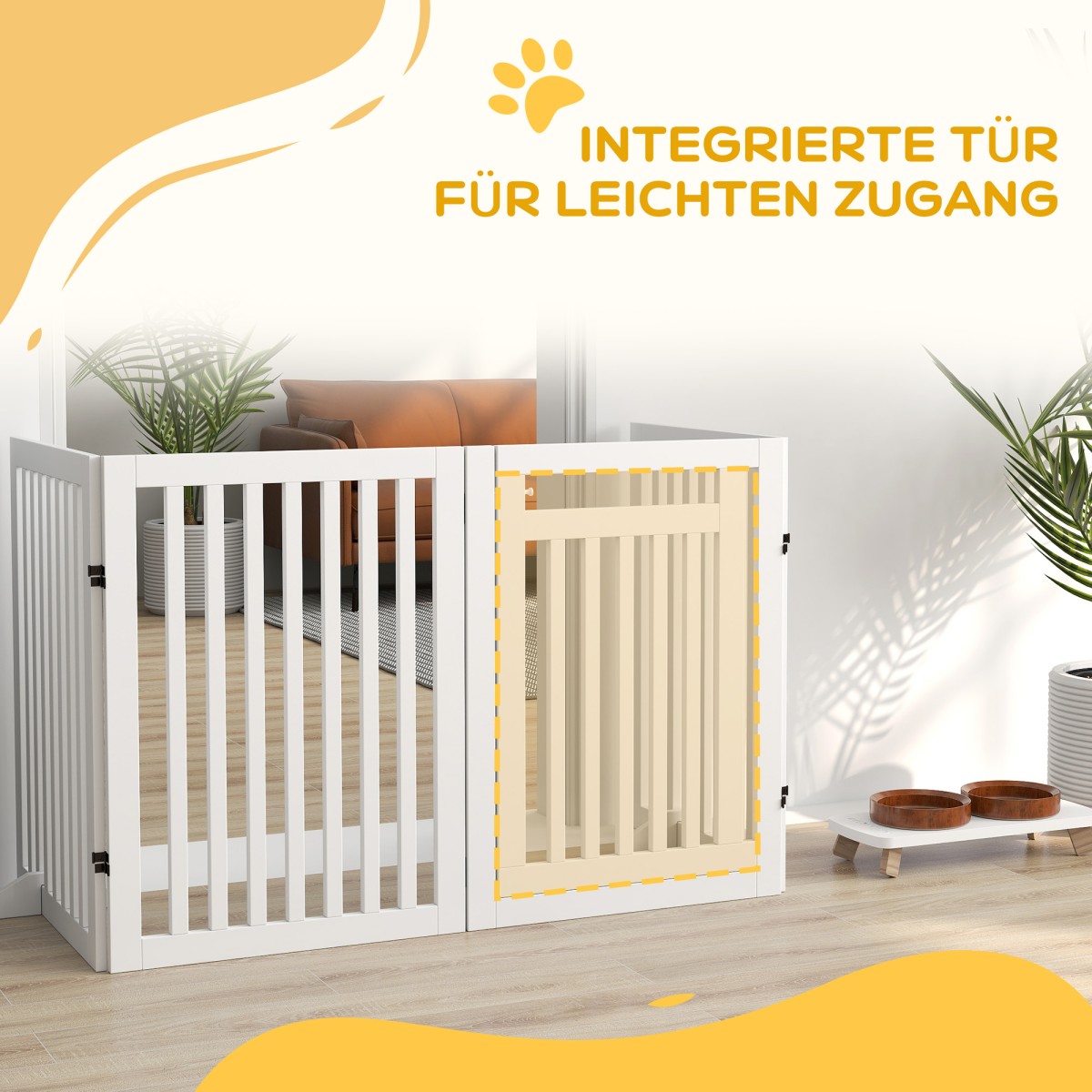 Pet Gate Stair Gate Safety Gate 4 τεμαχίων Πτυσσόμενο λευκό