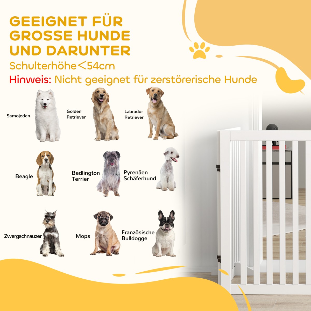 Pet Gate Stair Gate Safety Gate 4 τεμαχίων Πτυσσόμενο λευκό
