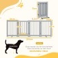 Freestanding Dog Gate 4 Panel Flexible Pine Wood 204L x 36W x 75H cm Ανοιχτό γκρι