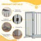 Freestanding Dog Gate 4 Panel Flexible Pine Wood 204L x 36W x 75H cm Ανοιχτό γκρι