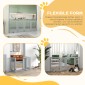 Freestanding Dog Gate 4 Panel Flexible Pine Wood 204L x 36W x 75H cm Ανοιχτό γκρι