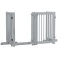 Freestanding Dog Gate 4 Panel Flexible Pine Wood 204L x 36W x 75H cm Ανοιχτό γκρι