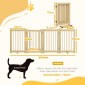 Freestanding Dog Gate 4 Panel Flexible Pine Wood 204L x 36W x 75H cm Φυσικό ξύλο
