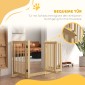 Freestanding Dog Gate 4 Panel Flexible Pine Wood 204L x 36W x 75H cm Φυσικό ξύλο