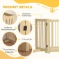 Freestanding Dog Gate 4 Panel Flexible Pine Wood 204L x 36W x 75H cm Φυσικό ξύλο
