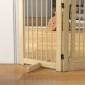 Freestanding Dog Gate 4 Panel Flexible Pine Wood 204L x 36W x 75H cm Φυσικό ξύλο