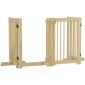 Freestanding Dog Gate 4 Panel Flexible Pine Wood 204L x 36W x 75H cm Φυσικό ξύλο