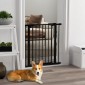 Dog Door Gate Barrier Pet Gate Metal Plastic 74-80cm Μαύρο
