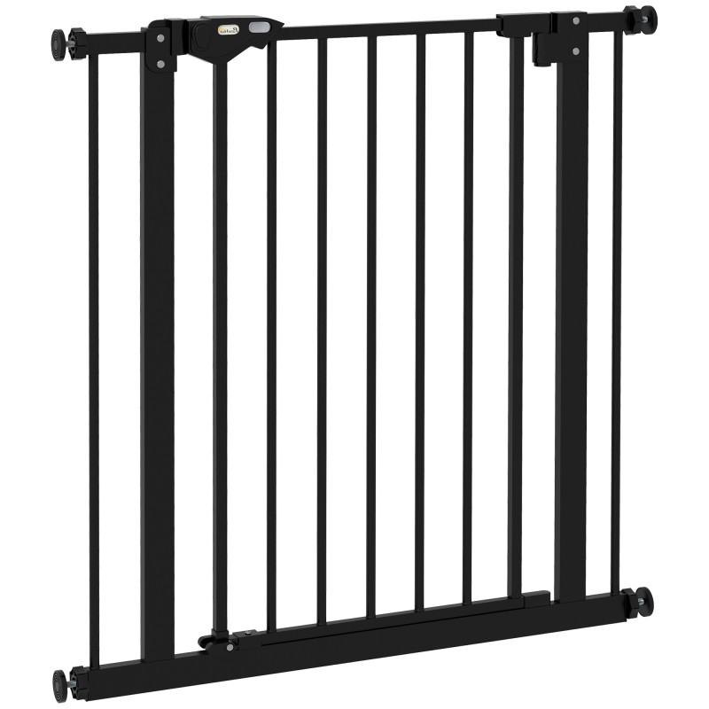 Dog Door Gate Barrier Pet Gate Metal Plastic 74-80cm Μαύρο