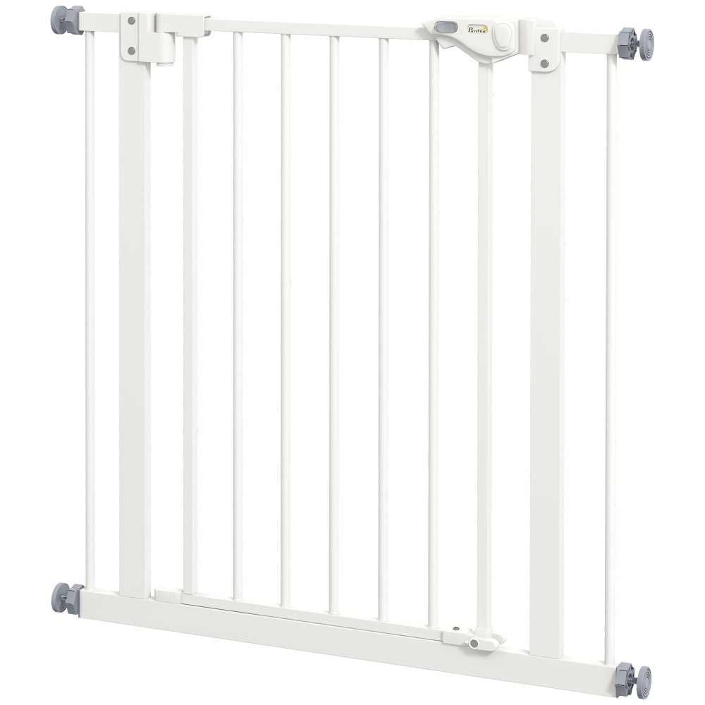 Dog Door Gate Barrier Pet Gate Metal Plastic 74-80cm Λευκό