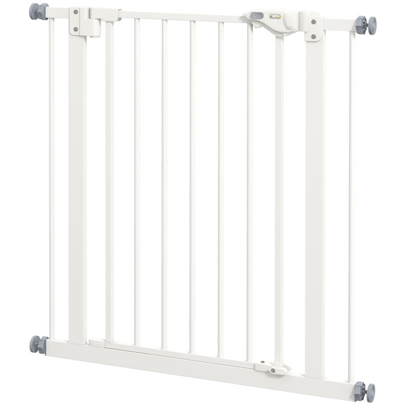 Dog Door Gate Barrier Pet Gate Metal Plastic 74-80cm Λευκό