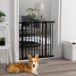 Dog Door Gate Barrier Pet Gate Metal Plastic 74-87cm Μαύρο