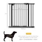 Dog Door Gate Barrier Pet Gate Metal Plastic 74-87cm Μαύρο