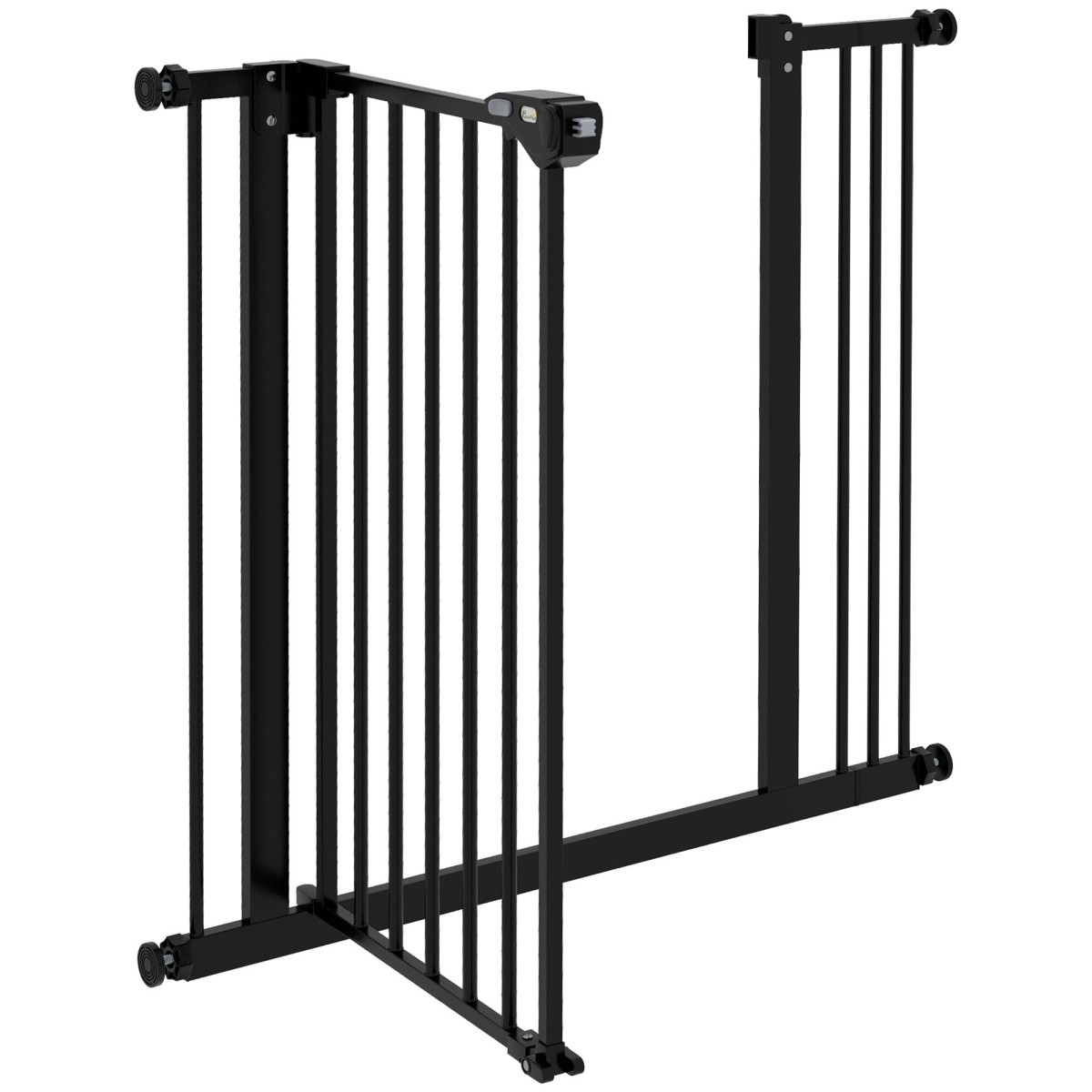 Dog Door Gate Barrier Pet Gate Metal Plastic 74-87cm Μαύρο