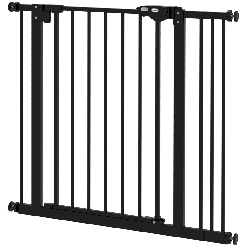 Dog Door Gate Barrier Pet Gate Metal Plastic 74-87cm Μαύρο