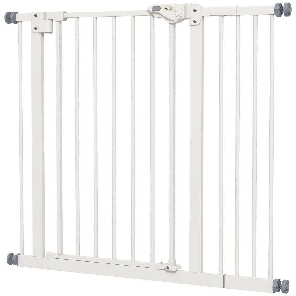 Dog Door Gate Barrier Pet Gate Metal Plastic 74-80/87-94cm Λευκό