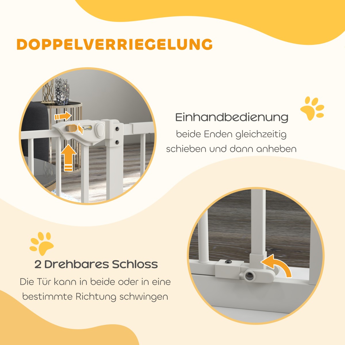 Dog Door Gate Barrier Pet Gate Metal Plastic 74-80/87-94cm Λευκό